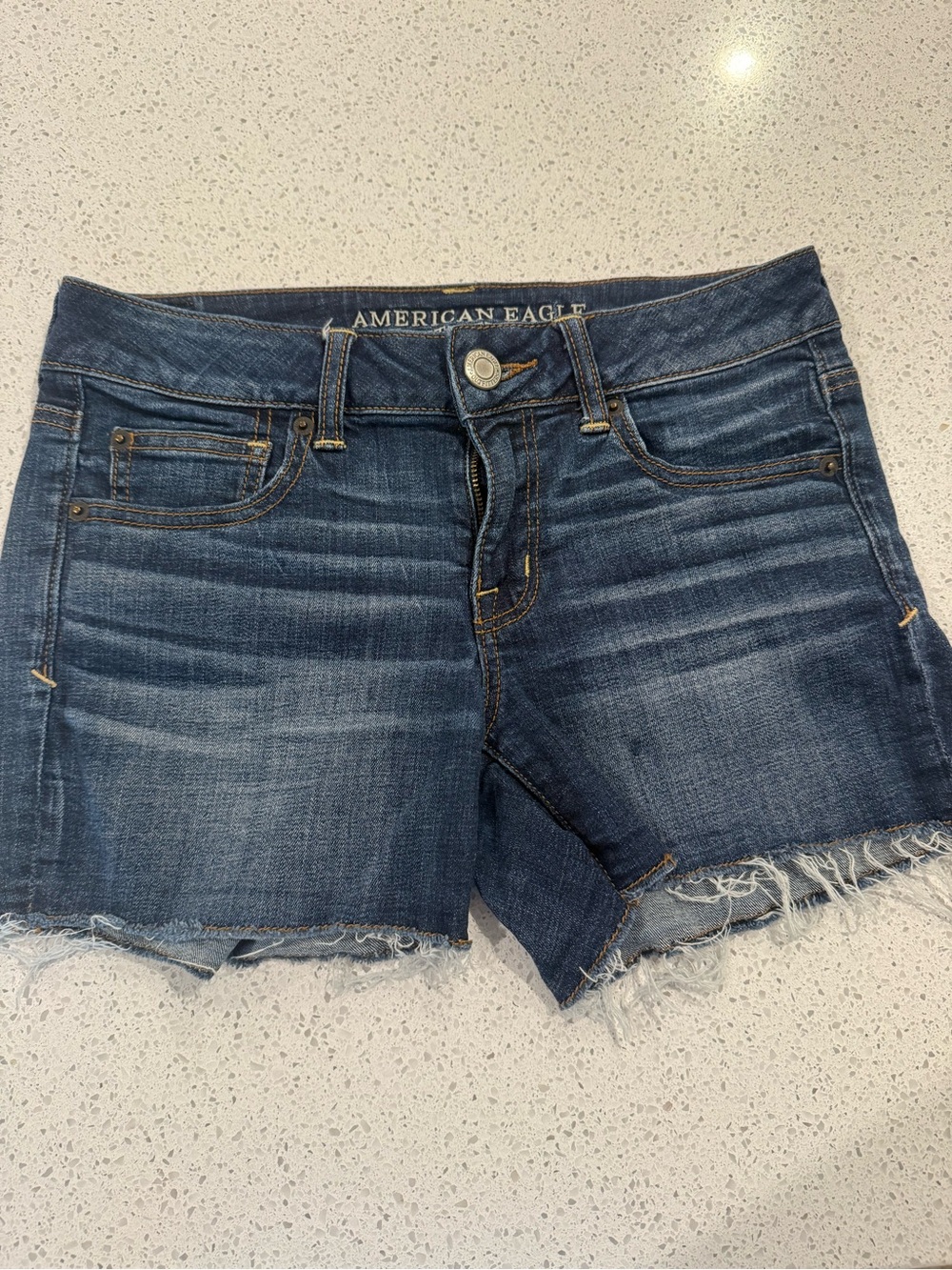 American Eagle Outfitters Indigo Frayed Hem Denim Shorts